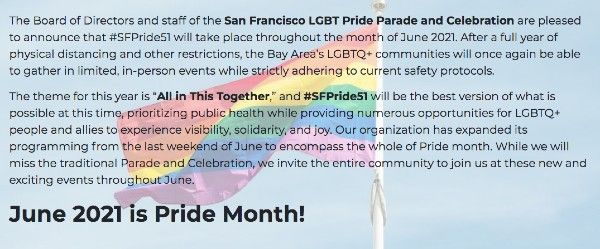 San Francisco Gay Pride 2021: dates, parade, route - misterb&b